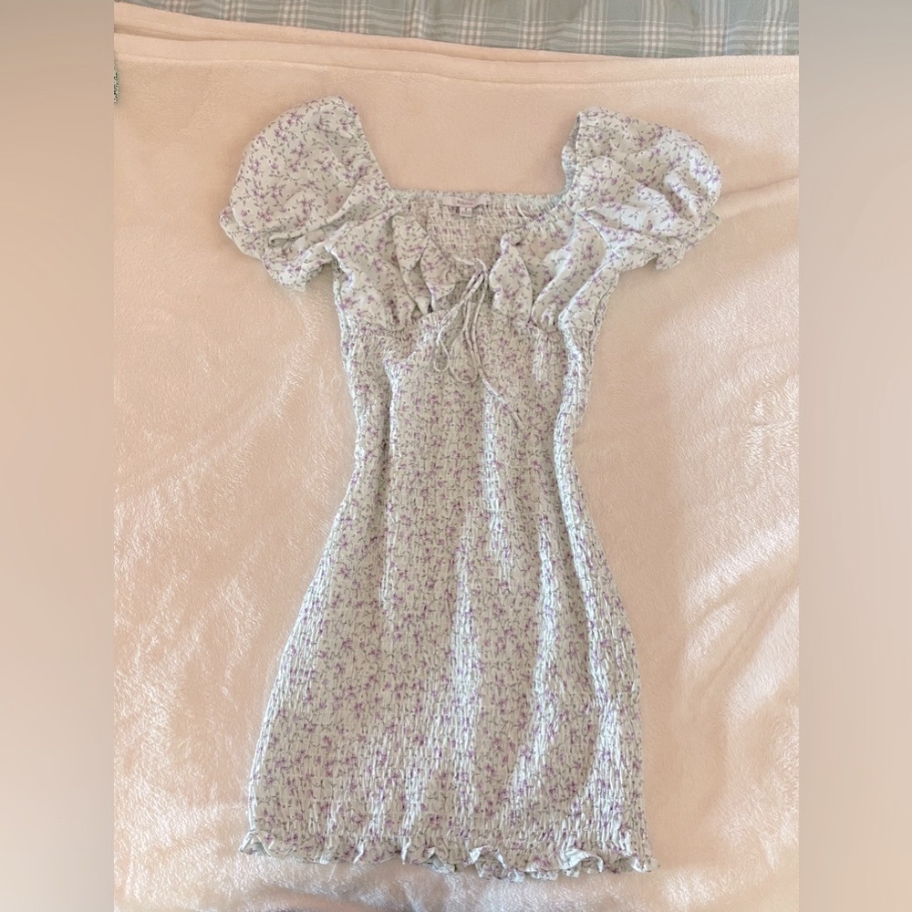 Pastel Green Floral Mini Dress